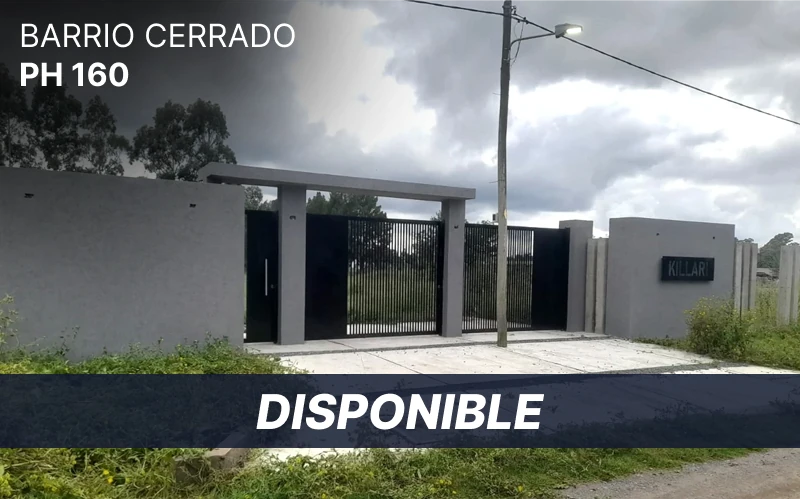 Imagen de la entrada de barrio cerrado en PH 160